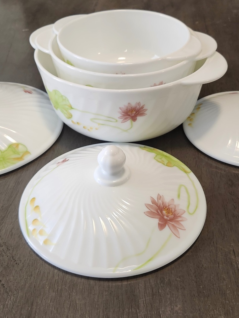 6-piece Pink Flower Opal Glassware